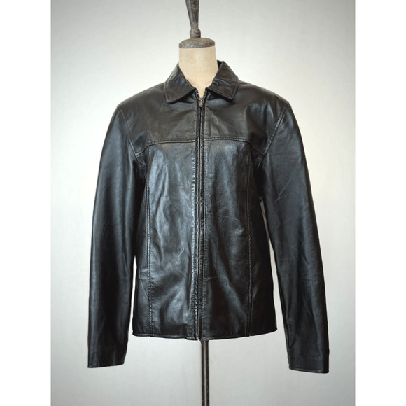 Fionte Other - Fionte Italian Black Leather Mens Bomber Jacket XS #1-0164 Italy